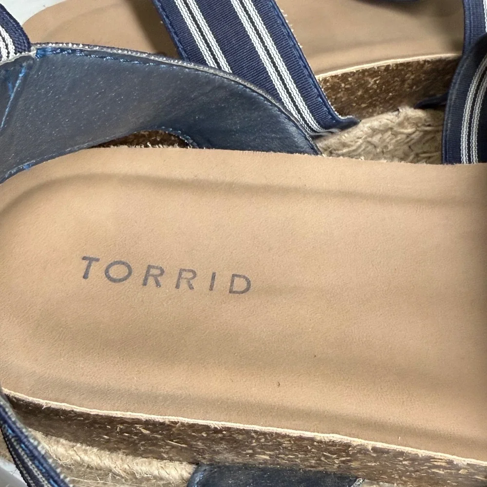 Torrid Espadrille Platform Sandals Womens‎ 10WW Navy Striped Nautical Coastal